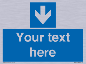 Custom Directional signage blue down arrow 